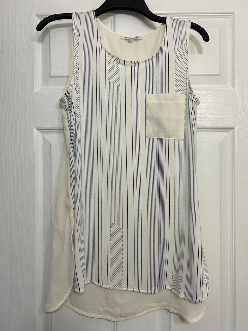 Rose & Olive Cream Sleeveless Striped Pocket Camisole